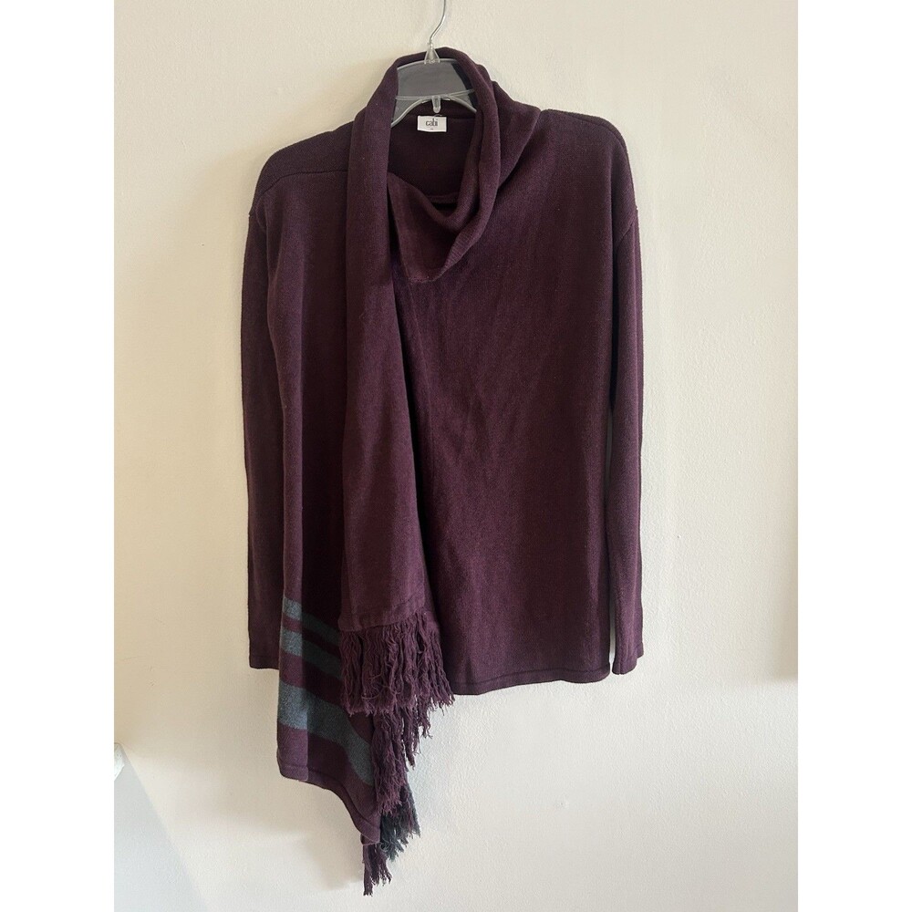 Cabi #3002 Port Fringe Wrap Cardigan Sweater Maroon Women's Sz XS